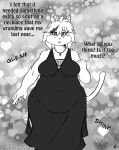  2016 accessory anthro belly bow_ribbon clothing comic domestic_cat dress english_text felid feline felis female hair_accessory hair_bow hair_ribbon hi_res if_hell_had_a_taste jewelry mammal marci_hetson monochrome navel_outline necklace obese obese_anthro obese_female open_mouth overweight overweight_anthro overweight_female ribbons solo text thick_thighs viroveteruscy wide_hips 