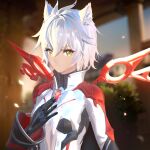  alpha_(xenoblade) alternate_costume alvis_(xenoblade) animal_ears armor blender_(medium) cat_ears cat_girl core_crystal_(xenoblade) corruption crystal dark_persona gloves glowing hand_on_own_chest highres looking_at_viewer na&#039;el_(xenoblade) normal_(artist) possessed short_hair white_hair xenoblade_chronicles_(series) xenoblade_chronicles_3 xenoblade_chronicles_3:_future_redeemed yellow_eyes 
