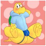 ampersand_ad anthro bandage blush bulge butt clothing feet foot_focus hi_res hoodie jockstrap koopa koops male mario_bros nervous nintendo paper_mario reptile scalie solo topwear turtle underwear