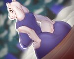  2022 anthro big_breasts boss_monster bovid breasts caprine clothed clothing digital_media_(artwork) dress female fur horn looking_at_viewer mammal mature_anthro mature_female purple_clothing sjevi smile solo thick_thighs toriel undertale undertale_(series) video_games white_body white_fur wide_hips 