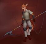 anthro canid canine cdt2s fox hi_res male mammal melee_weapon polearm red_fox solo spear weapon