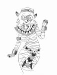 absurd_res anthro big_breasts blonde_hair breasts clothed clothing costume deer efradraws egyptian egyptian_clothing egyptian_headdress elafi_(efradraws) graphite_(artwork) hair halloween halloween_costume hi_res holidays mammal model_sheet monochrome mummy_costume mummy_wrappings northwind_(efradraws) pencil_(artwork) sketch traditional_media_(artwork)