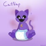 1:1 ageplay catnap_(poppy_playtime) clothed clothing diaper diaper_fetish hi_res infantilism male male/male padding roleplay saleecatto smile solo underwear wearing_diaper