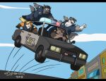 2018 anthro armerus_(wasteland) artist_name belt big_breasts breasts building canid canine canis car clothed clothing cloud digital_media_(artwork) female fox group male mammal michelle_(xxsparcoxx) open_mouth overweight overweight_anthro overweight_female overweight_male police police_badge police_car police_officer police_uniform police_vehicle road sky sophia_(xxsparcoxx) teeth uniform vehicle wildert_(xxsparcoxx) wolf xxsparcoxx