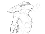 anthro bdsm blindfold blindfold_only bondage bound breath_cloud ears_back ears_down fur hands_behind_back lagomorph leporid male mammal moan monochrome open_mouth pivoted_ears rabbit resrabbutt simple_background solo text