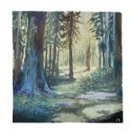  bush dappled_sunlight day grass mimoth nature original outdoors painting_(medium) plant scenery shadow sunlight traditional_media tree tree_shade 