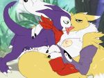  anthro bandai_namco bodily_fluids canid canine cum cum_in_pussy cum_inside digimon digimon_(species) duo e! female fox french_kissing genital_fluids hi_res humanoid imp impmon kissing male male/female mammal renamon sex 