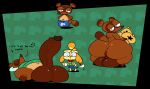 animal_crossing anthro anus apron balls big_balls big_butt big_penis blood bodily_fluids bottomless bottomwear brown_body butt canid canine canis clothed clothing dipstick_tail domestic_dog duo english_text erection eyes_closed female genitals half-closed_eyes huge_balls huge_butt huge_penis isabelle_(animal_crossing) looking_at_viewer looking_back lying male mammal markings musical_note narrowed_eyes navel nintendo nosebleed nude on_back penis raccoon_dog shih_tzu skirt superiorfox tail tail_markings tanuki text thick_thighs tom_nook_(animal_crossing) topwear toy_dog vest wide_hips yellow_body