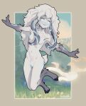 2024 anthro butterchalk digital_media_(artwork) female fur genitals hair hi_res kindred_(lol) lamb_(lol) league_of_legends nipples nude pussy riot_games solo tail white_body white_fur