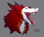 beals bodily_fluids forked_tongue fur headshot_portrait looking_at_viewer open_mouth pipex portrait saliva saliva_string sergal sharp_teeth solo teeth tongue tongue_out