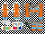  absurd_res anthro blue_body blue_eyes blue_fur cheek_tuft facial_tuft fluffy fluffy_chest fluffy_tail fur goonis heterochromia hi_res model_sheet orange_body orange_eyes orange_fur orange_peel(goonis) shapes solo tuft unknown_species 