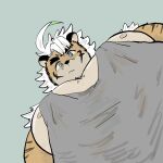 29_da2 anthro clothing felid first_person_view fur hair hi_res hombretigre lifewonders looking_at_viewer low-angle_view male mammal nipples orange_body orange_fur pantherine pecs shirt solo striped_body striped_fur stripes tank_top tiger tokyo_afterschool_summoners topwear white_hair