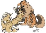 animal_genitalia arcanine balls duo feral generation_1_pokemon genitals hug looking_at_another male namelessimp ninetales nintendo pokemon pokemon_(species) sheath sitting size_difference smile tongue tongue_out