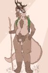  2:3 animal_genitalia anthro antlers backpack balls belly belly_overhang big_balls big_tail body_hair brown_body brown_fur brown_hair casual_exposure casual_nudity cervid chest_hair chest_tuft eyewear fully_sheathed fur genitals glasses hair hairy_balls hairy_belly hand_on_hip happy hi_res hiking horn hybrid light light_beam looking_away looking_off lutrine male mammal moths musclegut mustelid navel nipples nude nudist outottered22_(artist) outside ponytail pubes sheath slightly_chubby smile solo solo_focus spots spotted_body standing sunbeam sunlight tan_balls tan_belly tan_body tan_fur tuft walking_stick 