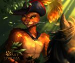 anthro clothed clothing domestic_cat dreamworks equid equine felid feline felis hat headgear headwear hi_res horse livitoza male mammal orange_body puss_in_boots_(character) puss_in_boots_(dreamworks) topless topless_anthro topless_male yellow_eyes