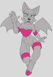 5_fingers anthro armwear bat boots breasts cleavage clothed clothing elbow_gloves featureless_crotch female fingers footwear gloves half-closed_eyes handwear hi_res mammal massivetwo monochrome narrowed_eyes open_mouth open_smile rouge_the_bat sega simple_background smile solo sonic_the_hedgehog_(series) wings