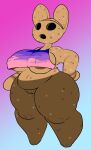  3_toes animal_crossing anthro areola areola_slip big_breasts bottomless breasts brown_body clothed clothing coco_(animal_crossing) fecharis feet female genitals gyroid hand_on_hip lagomorph leporid mammal nintendo onetiredbear pussy rabbit solo toes topwear under_boob video_games wide_hips 