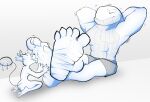anthro artisticburr_(artist) bottomwear clothing duo feet female female_licking_male foot_fetish foot_lick foot_play generation_3_pokemon hi_res interspecies larger_male licking male male/female muscular nintendo nude pokemon pokemon_(species) shorts size_difference skitty smaller_female tickling tickling_feet tongue wailord