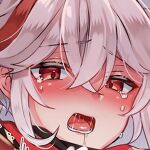  after_sex ahoge banned_artist crying crying_with_eyes_open genshin_impact hetero highres kaedehara_kazuha kokuchuutei non-web_source on_bed open_mouth red_eyes red_hair tagme tears white_hair 