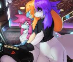 2024 anthro arcade arcade_machine black_clothing black_gloves black_handwear black_sclera black_shirt black_topwear blue_body blue_fur boss_monster_(undertale) bound breasts canid canine clothing detailed_background duo encasement female fox fur girly gloves green_eyes hair handwear heterochromia hybrid j8-bit_(cakebatterbossmonster) latex looking_down male mammal multicolored_body multicolored_fur multicolored_hair niri_(cakebatterbossmonster) orange_eyes orange_hair ozoneserpent purple_eyes purple_hair red_hair shirt small_breasts tail tan_body tan_fur topwear two_tone_body two_tone_fur two_tone_hair white_body white_fur white_latex