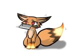 bodily_fluids canid canine female feral fire fox foxparks hi_res knife mammal pal_(species) palworld pocketpair red_eyes sad shaking shivering simple_background solo tears white_background yuumisocute