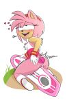 2024 absurd_res amy_rose any_rose blush breasts butt eulipotyphlan genitals hedgehog hi_res mammal nightcox nude open_mouth pussy sega sex_toy smile sonic_the_hedgehog_(series) vibrator