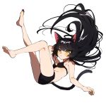  1girl :&lt; animal_ears barefoot blush bra breasts cat_ears cat_girl cat_tail floating_hair full_body highres hyamoo long_hair original small_breasts solo tail underwear underwear_only very_long_hair yellow_eyes 