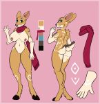 2023 5_fingers anthro areola arm_tuft big_breasts blue_eyes border breasts brown_body brown_fur cloven_hooves color_swatch colored deer digital_media_(artwork) dima_(artist) elbow_tuft female fingers flat_colors fur genitals hi_res hooves humanoid_hands inner_ear_fluff innie_pussy mammal markings model_sheet monotone_background mostly_nude multiple_poses nipples pink_areola pink_background pink_nipples pose pussy red_deer_(skiesofsilver) scarf scarf_only short_tail shoulder_tuft simple_background solo spots spotted_body spotted_fur tail tan_body tan_fur tuft white_markings wide_hips