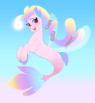 absurd_res aztrial bioluminescence destiny_(mlp) fish glowing hasbro hi_res jewelry marine mlp_g5 my_little_pony open_mouth open_smile pink_body purple_eyes seahorse smile solo syngnathid syngnathiform