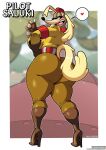  absurd_res anthro big_butt blonde_hair bottomwear butt canid canine canis clothing domestic_dog female hair hi_res high_heels huge_butt lollipopcon mammal pants pilot_saluki_(cuphead) solo 