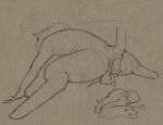 abdominal_bulge anal anal_vore animal_genitalia anthro anus balls claws cryptid egg gastropod genitals guide_lines hdyly hi_res living_insertion mollusk neck_tuft oviposition perineum prehensile_tail prolapse seraphix sheath sketch slug spread_legs spreading tail tail_tuft tired_eyes tuft vore