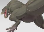 ambiguous_gender brute_wyvern capcom claws deviljho feral genitals kuatabami looking_at_viewer monster_hunter nude open_mouth scalie simple_background solo spikes tail