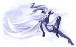  1girl ass black_gloves black_thighhighs blue_skin boots colored_skin elbow_gloves final_fantasy final_fantasy_xi from_behind frost gloves high_heel_boots high_heels kareji long_hair shiva_(final_fantasy) simple_background solo thighhighs white_background 