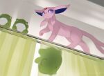 2024 acting_like_a_cat ambiguous_gender big_ears colored curtains day detailed_background digital_media_(artwork) eeveelution espeon felid feline feral forehead_gem forked_tail fur gem generation_2_pokemon light lighting low-angle_view mammal monotone_body monotone_fur monotone_tail motion_blur multicolored_ears nagasaki_wonderful_polyester nintendo no_sclera pawpads pink_body pink_ears pink_fur pink_pawpads pink_tail plushie pokemon pokemon_(species) pupils purple_eyes purple_inner_ear shaded signature solo standing substitute_doll sunlight tail two_tone_ears unusual_anatomy unusual_tail white_pupils window