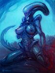  3:4 alien alien_(franchise) breasts female neurodyne science_fiction solo unknown_species wet xenomorph 