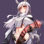  1girl absurdres animal_ears animal_penis arknights bar_censor black_gloves blush censored clothes_pull erection female_pubic_hair futanari gloves hand_on_own_penis highres horse_ears horse_girl horse_penis horse_tail huge_penis huge_testicles iyouqi jacket long_hair navel penis platinum_(arknights) pubic_hair pulled_by_self purple_background shorts shorts_pull simple_background solo tail testicles white_hair white_jacket 