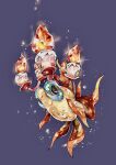  candlelight chi-yu_(pokemon) colored_skin crystal fish grey_background highres pokemon pokemon_(creature) pokemon_sv red_skin sake_maguro simple_background solo terastallization 