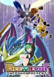  1girl a-pose akeikou arm_blade arm_cannon arm_up armor assault_visor bike_shorts black_jacket blue_armor blue_skin bra breasts cellphone chest_jewel cleavage colored_skin commentary_request cover cover_page cowboy_shot digimon digimon_world_re:digitize doujin_cover dragon dragon_wings energy_wings glowing glowing_eyes goggles goggles_around_neck gradient_background green_hair hair_between_eyes hair_ornament highres holographic_clothing hood hood_up hooded_jacket humanoid_robot jacket large_breasts long_sleeves looking_up metabee navel omedamon open_mouth partially_unzipped phone red_eyes robot rokusho_(medarot) shinomiya_rina short_hair short_hair_with_long_locks shoulder_armor sidelocks simple_background smartphone standing stomach ulforcev-dramon underwear weapon white_background white_bra wings 