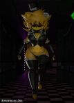  absurd_res animatronic anonymous_0ne anthro bandage bear big_breasts bow_ribbon breasts checkered checkered_floor cleavage clothed clothing female five_nights_at_freddy&#039;s fredina&#039;s_nightclub golden_freddy_(fnaf) golden_fredina_(cally3d) hat headgear headwear hi_res legwear machine mammal panties robot scottgames solo thick_thighs thigh_highs top_hat underwear 