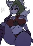  animatronic anthro big_breasts blush breasts canid canine canis clothed clothing collar female five_nights_at_freddy&#039;s five_nights_at_freddy&#039;s:_security_breach green_hair hair half-closed_eyes hi_res machine mammal multicolored_hair narrowed_eyes nipple_piercing nipples piercing robot roxanne_wolf scottgames skimpy solo spiked_collar spikes steel_wool_studios stormkinght white_hair wolf 