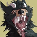 absurd_res ambiguous_gender anthro bat bodily_fluids dark_body dark_fur dripping fur grey_body grey_fur hi_res long_tongue mammal mouth_shot open_mouth piercing rose-colored_chimera saliva saliva_drip saliva_on_tongue saliva_string salivating sharp_teeth smile solo teeth throat tongue tongue_out vore