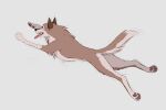  2024 aleu_(balto) ambiguous_gender azzai balto_(series) black_nose brown_body brown_fur brown_pawpads canid canine canis countershading feet female_(lore) feral flat_colors fur grey_background hybrid jumping mammal open_mouth open_smile pawpads paws quadruped simple_background sketch smile solo tail tan_body tan_countershading teeth three-quarter_view tongue tongue_out tuft universal_studios wolfdog 