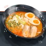  absurdres bowl food food_focus highres meat no_humans original pork softboiled_egg soup takisou_sou 