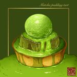  artist_logo food food_focus food_name green_theme highres ice_cream matcha_(food) no_humans original pudding tart_(food) yuki00yo 