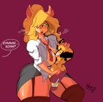  absurd_res activision anthro between_breasts big_breasts blonde_hair breasts breath clothed clothed/nude clothed_female_nude_male clothing crash_bandicoot_(series) doctor_neo_cortex duo female hair hi_res human humanoid kiss_mark larger_female legwear lipstick lipstick_on_face makeup male mammal nsf_wario nude shirt size_difference tawna_bandicoot text thick_thighs thigh_highs topwear video_games 