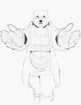  2023 5_fingers anthro bear belly breasts claws clothed clothing coat digital_drawing_(artwork) digital_media_(artwork) eyewear female finger_claws fingers front_view glasses hi_res looking_at_viewer mammal mature_anthro mature_female monochrome mouth_closed navel_outline pawpads portrait reaching_towards_viewer rune4 simple_background smile solo sweater three-quarter_portrait topwear wearing_glasses white_background 