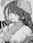  1girl after_fellatio armpits belt breasts cheek_bulge clothing_aside commission cum cum_in_mouth disembodied_hand fellatio girls&#039;_frontline greyscale hands_on_another&#039;s_head heart highres large_breasts long_hair monochrome multicolored_hair nipples oral pao_fan penis pixiv_commission ro635_(girls&#039;_frontline) ro635_(mod3)_(girls&#039;_frontline) sleeveless sleeveless_sweater streaked_hair sweater time_stop 