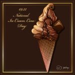  artist_logo brown_theme chocolate dated food food_focus food_name highres ice_cream ice_cream_cone no_humans original soft_serve yuki00yo 