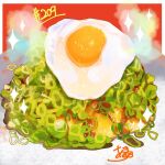  egg_(food) food food_focus fried_egg no_humans original plate steam takisou_sou vegetable 