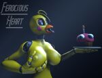3d_(artwork) animatronic anthro avian beak big_breasts bird breasts chica_(fnaf) chicken digital_media_(artwork) female ferocious_heart five_nights_at_freddy&#039;s five_nights_at_freddy&#039;s_2 galliform gallus_(genus) looking_at_viewer machine nipples nude open_mouth phasianid robot scottgames simple_background solo solo_focus tongue tongue_out toy_chica_(fnaf) yellow_body